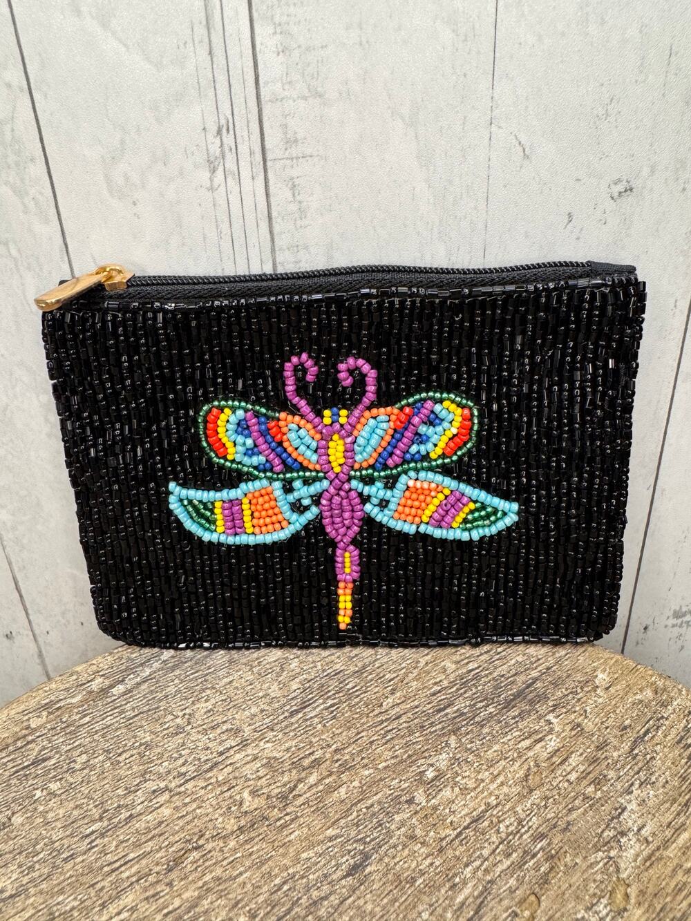 Colorful Dragonfly Beaded Coin Purse Dragonfly Pouch Womens Gift for Her NEW!